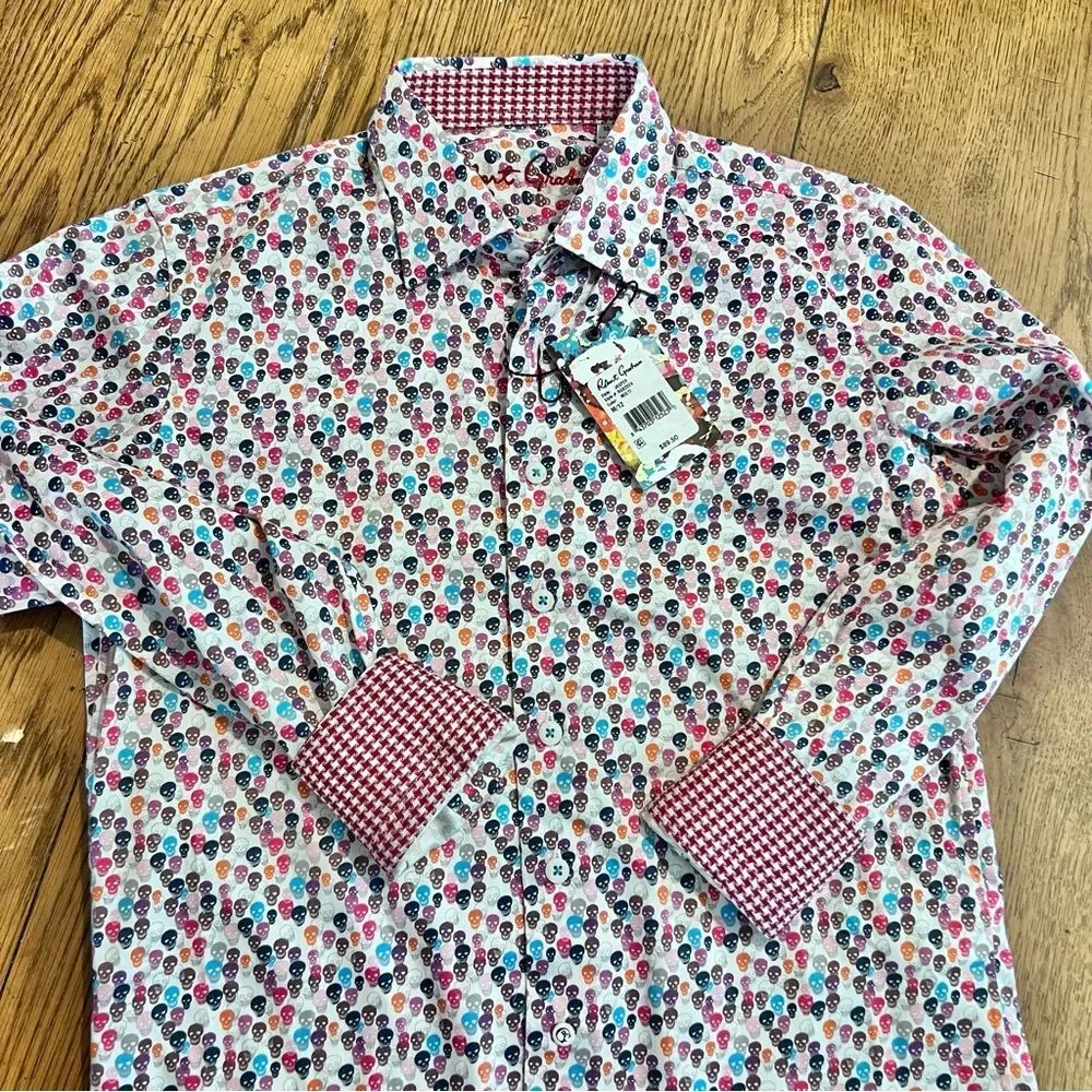 Robert Graham Boy’s Long Sleeve Button Up Shirt Skull Print Sz. Medium (10-12)
